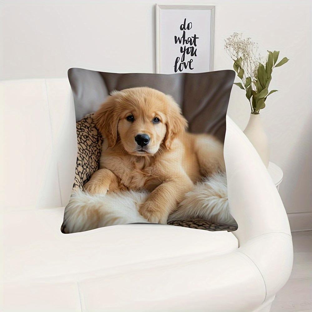 1 Golden Retriever Puppy Printed Pillowcase - Soft Polyester