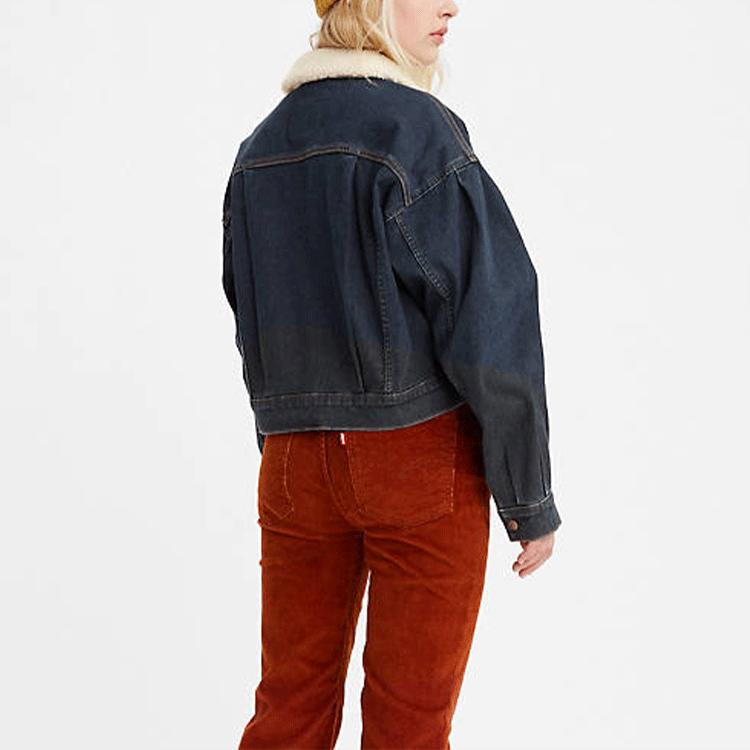 Levis Faux Shearling Denim Jacket Women Jackets Dark-Blue A0831-0000