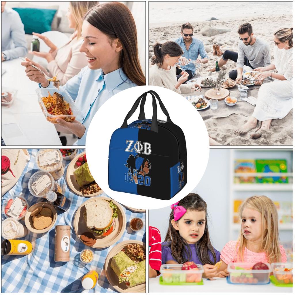Zeta Phi Beta ZOB Sorority Insulated Lunch Bags for Outdoor Picnic Resuable Cooler Thermal Lunch Box Women Men