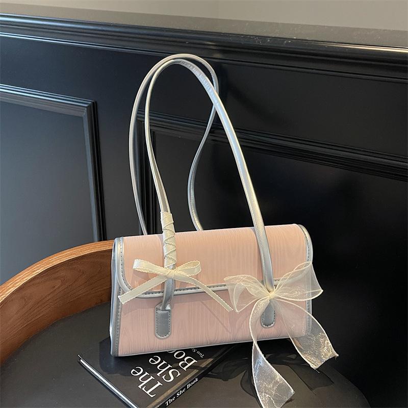 2025 summer new high-grade textured lace bow sweet style versatile shoulder underarm bag