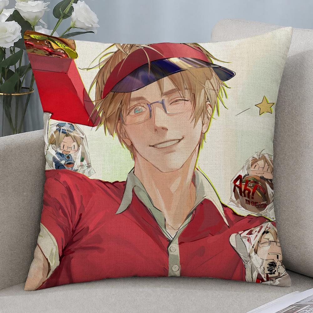 Anime Hetalia World Stars Cushion Cover Cushion Covers Natural Linen Breathable Sofa Bedroom Decor Pillowcase