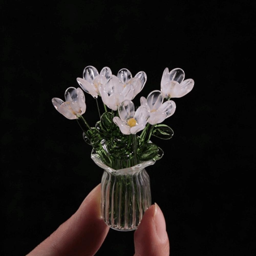 

Colorful Glass Flower Decor Simulation Flower Delicate Hand-blown Glass Flower Simulation Floral Lovely Glass Flower Bouquet