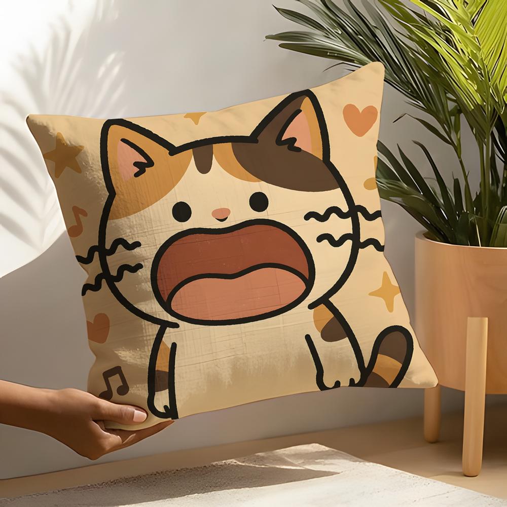 3 Funny And Silly Cat Pattern Pillow Case Home Living Room Decoration Linen Pillowcover Pillow Cases Cushion Cover