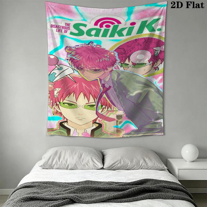 The Disastrous Life of Saiki K Wall Tapestry Aesthetic Wall Hanging Printed Fabric Blanket Decorative Tapestries for Bedroom Living Room Home Decor
