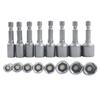2PCS 6-13mm Impact Socket Magnetic Nut Screwdriver 1/4in Hex Shank Electric Drill Bit For Power Drills Cordless Magnetic Drivers