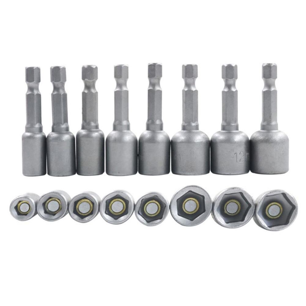 2PCS 6-13mm Impact Socket Magnetic Nut Screwdriver 1/4in Hex Shank Electric Drill Bit For Power Drills Cordless Magnetic Drivers
