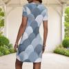 Women Plus Size Round Neck Short Sleeve Geometric Printed Fitted Mini Dress