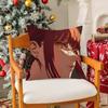Chainsaw Man Makima-Cartoon Pillow Case Silky Short Plush With Invisible Zipper Dustproof Sofa Cushion Cover For Home Decor
