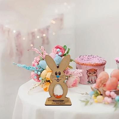 1PC Easter Rabbit Kids Standing Bunny Room Wooden Desktop Decoration Supplies Multiple Options Available