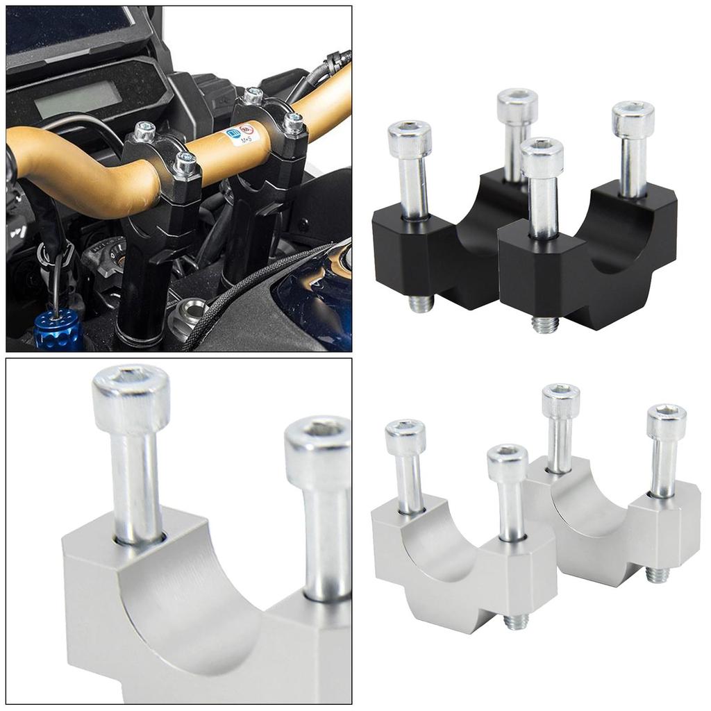 2Pcs Motorcycle CNC Aluminum Handle Bar Riser Mount Bracket Clamp Height Adapter