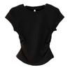 Pleated short-sleeved T-shirt women's summer new pure desire spice girl short t-shirt fashion irregular slim slim top