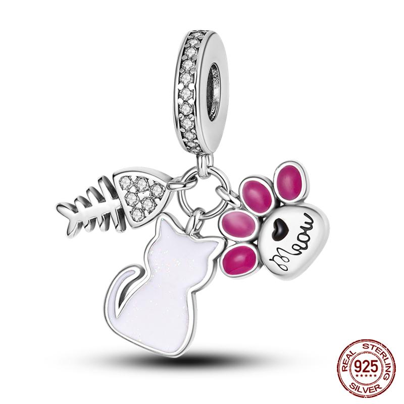 Copper Pink Collection Heart Shape Charm Beads For Brand Original Bracelet Diy Jewelry Gift