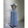 Women's Summer Sweet Stripe Hanging Neck High Waist Split Mid-Length Dresses