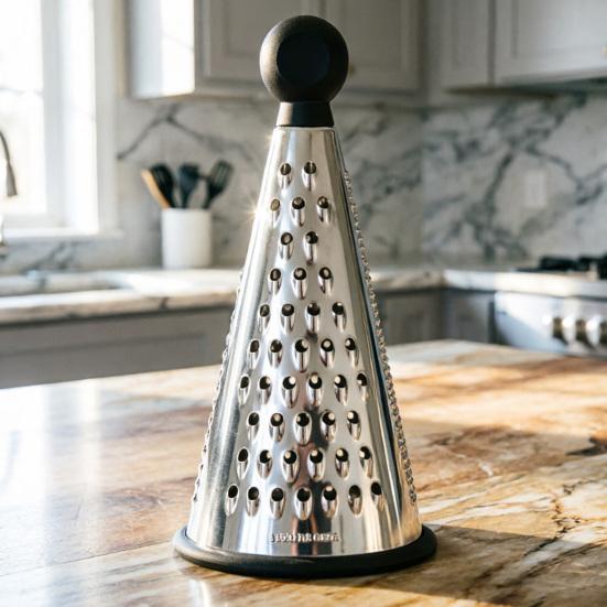 Stainless Steel Cone Grater with 3-in-1 Blades Multi-Function Cheese Garlic Shredder Dishwasher Safe Essential Kitchen Tool for Fine Coarse Grating