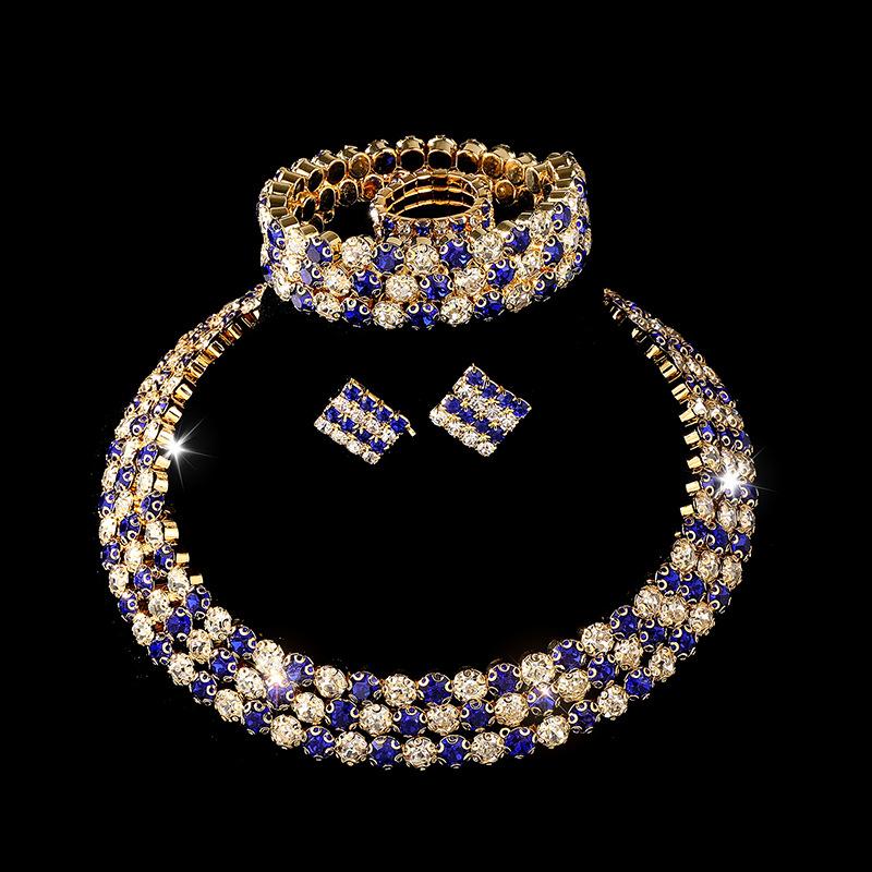 Bridal Wedding Jewelry Bright Diamond Zircon Ring Bracelet Necklace Earrings Four-piece Female