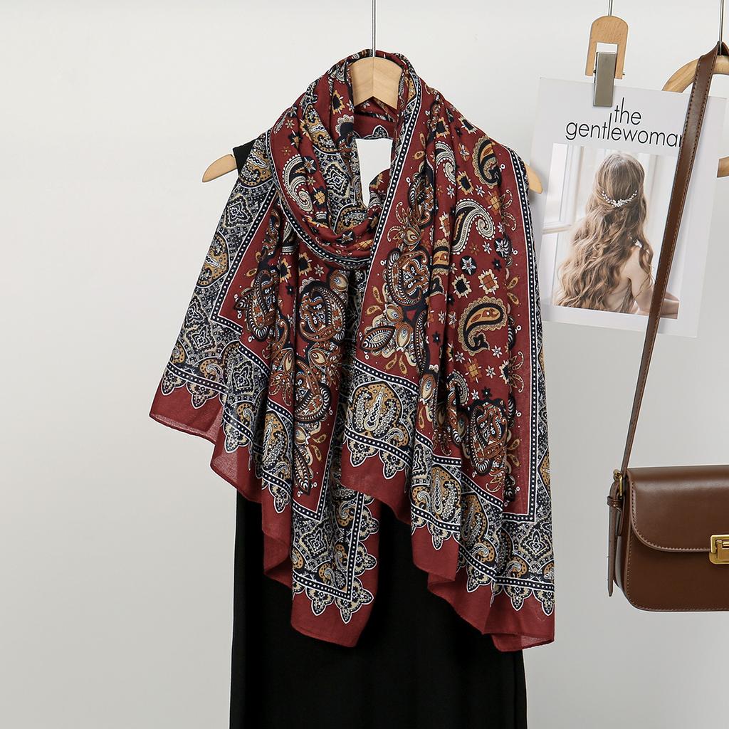 New European And American Style Women'S Long Scarf Scarf Temperament Gentle Retro Large Size Sunscreen Beach Towel Shawl