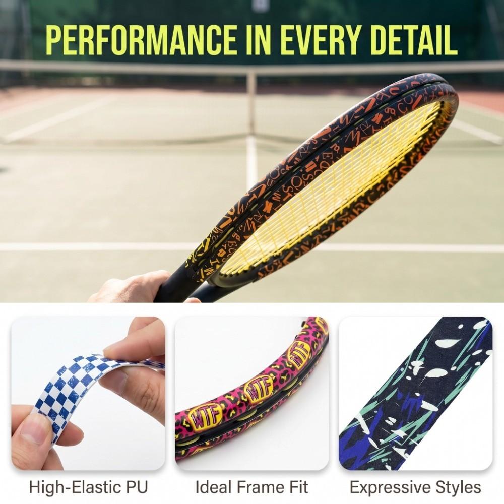PU Tennis Racket Edge Sticker Anti-friction High Elastic Tennis Racket Edge Protection Strip High Fit Shock Absorption