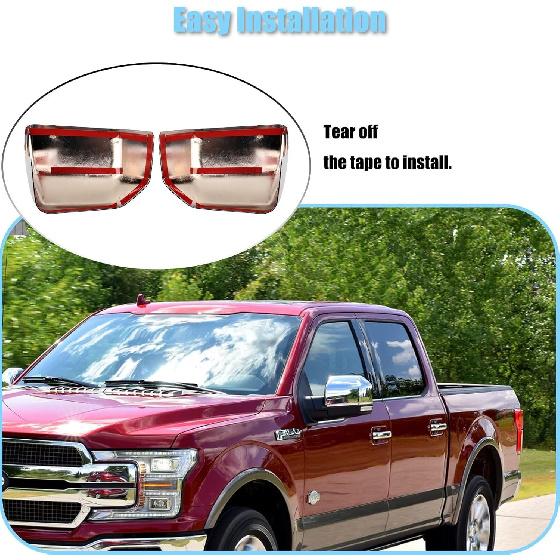 AUCERAMIC Chrome Plated Full Mirror Covers Compatible with 2015- Ford F150 Pickup 2-Door 4-Door Side View Mirror Back Cover Cap
