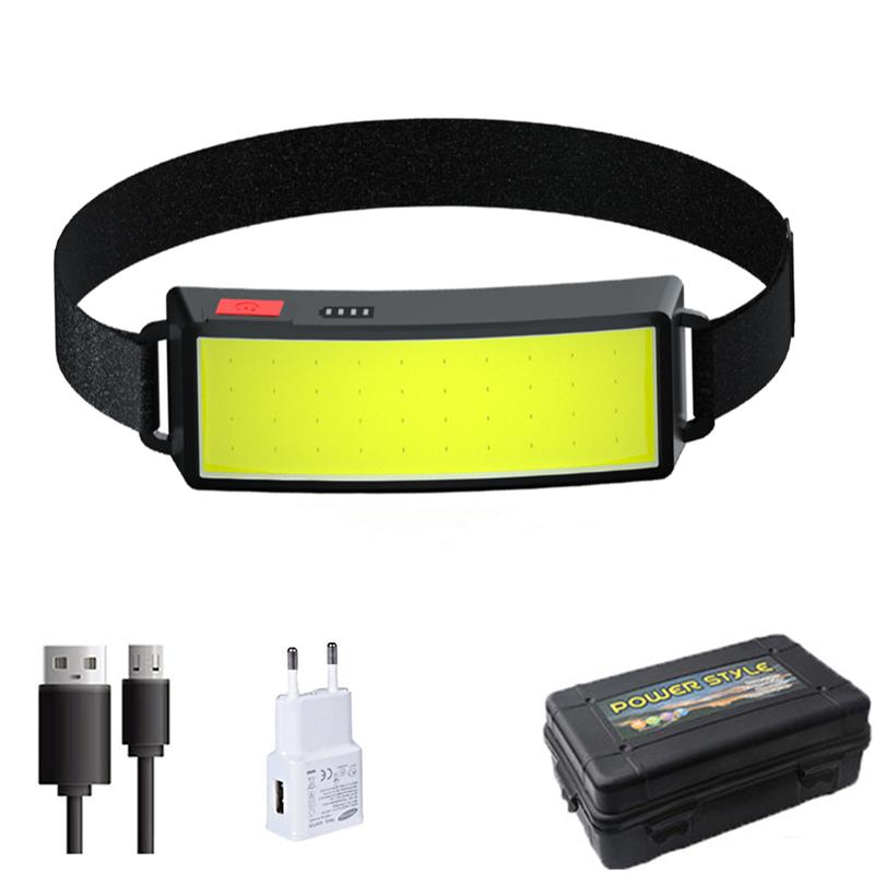 Strong Light High Brightness COB Headlight USB Rechargeable Headlamp Night Fishing Headtorch Light Outdoor Cycling Floodlights