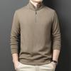 Men'S Top Half Zipper Stand-Up Collar Long-Sleeved T-Shirt Polo Shirt Casual Sweater Top