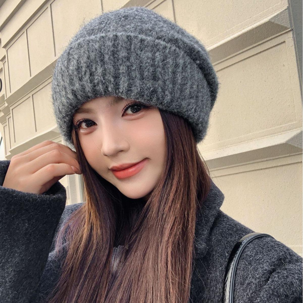 

Новая свободная шерстяная шапка женская большая окружность головы для улицы зимняя теплая защитная шапка для ушей мужская вязаная шапка one size fits all темно-серого