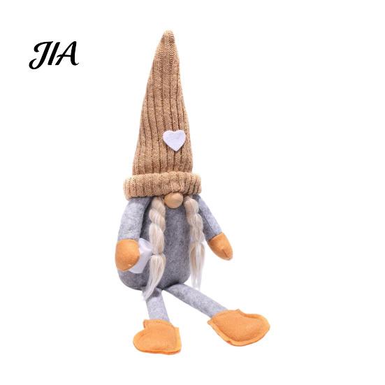 Neutral Christmas Gifts for Friends Gnome Plush Decoration with Long Legs, Faceless Handmade Fabric Nordic Style Ornaments Doll Figurines, Sitting Elf