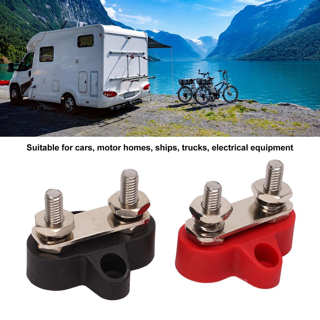 1 Pair 48V Battery Power Stud Stainless Steel Post Bus Bar Terminal Block for Truck RV Boat