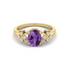 8X6MM Ovaler Amethyst Edelstein 925 Sterlingsilber Vergoldet Solitär Weinreben-inspiriert Damen Ehering