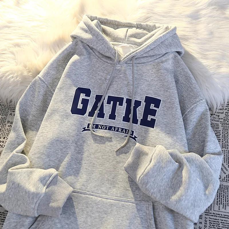 Wiosna 2025 Męska bluza z kapturem w stylu Hongkongu, luźny krój, modny nadruk z literami marki, wszechstronna odzież wierzchnia, top casualowy