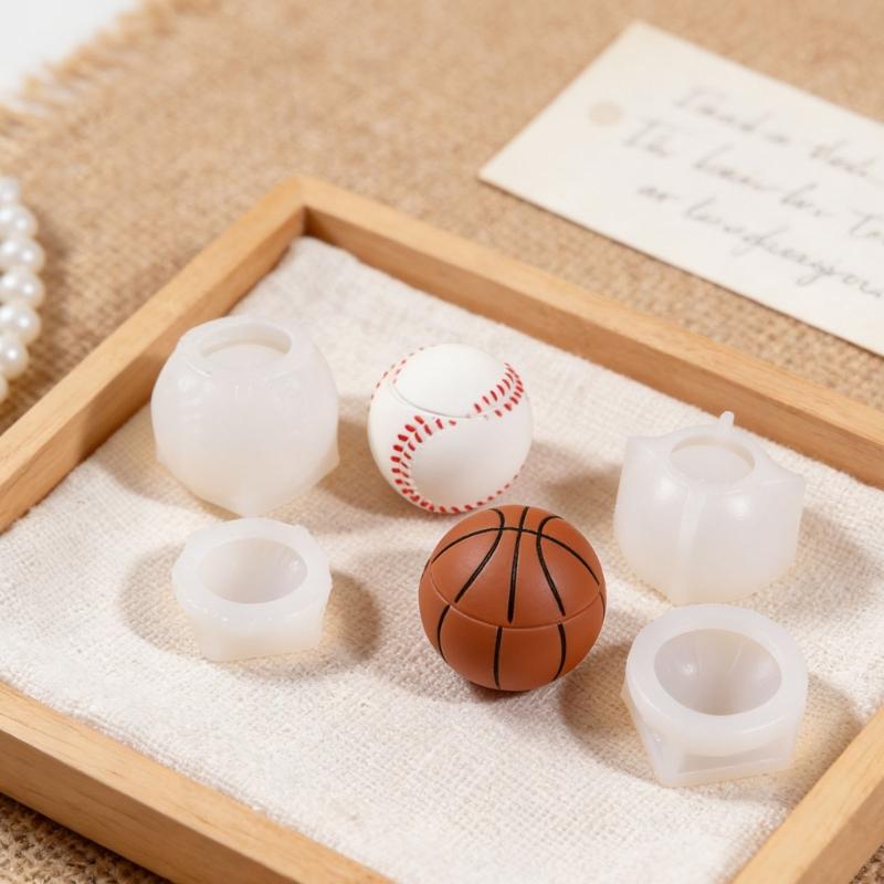 Basketball Baseball Silicone Candle Cup Molds For Handmade Candle Soap Concrete Planter Storage Box Making And Resin Art