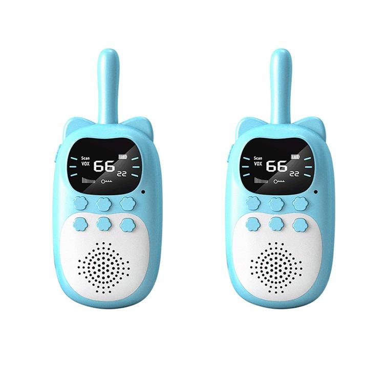 2PCS Kids Walkie Talkie Mini Phone Call Cartoon Talkie Walkie Toys 22 Channels 2 Way Radio 3KM UHF Radio Interphone Toy Gifts