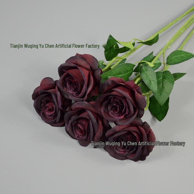 Black Gold Silk Rose Decoration - Single Stem, Hot Selling, Bar Decor