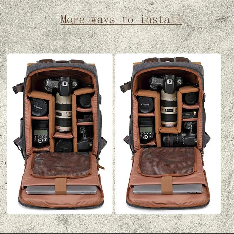 Backpack Camera Bag Waterproof Anti-theft Large Capacity DSLR Photo Bag Batik Canvas Camera Lens Bag for Canon Nikon Sony Drone