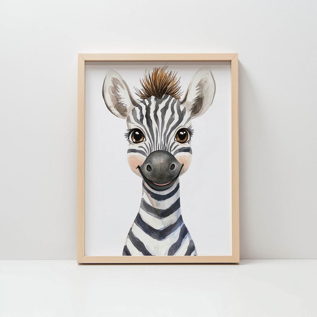 Plakat Wesoła Zebra Plakat Wesoła Zebra, 30X40 Cm, Rama Aluminiowa Czarna, Papier Matowy 230 Gsm