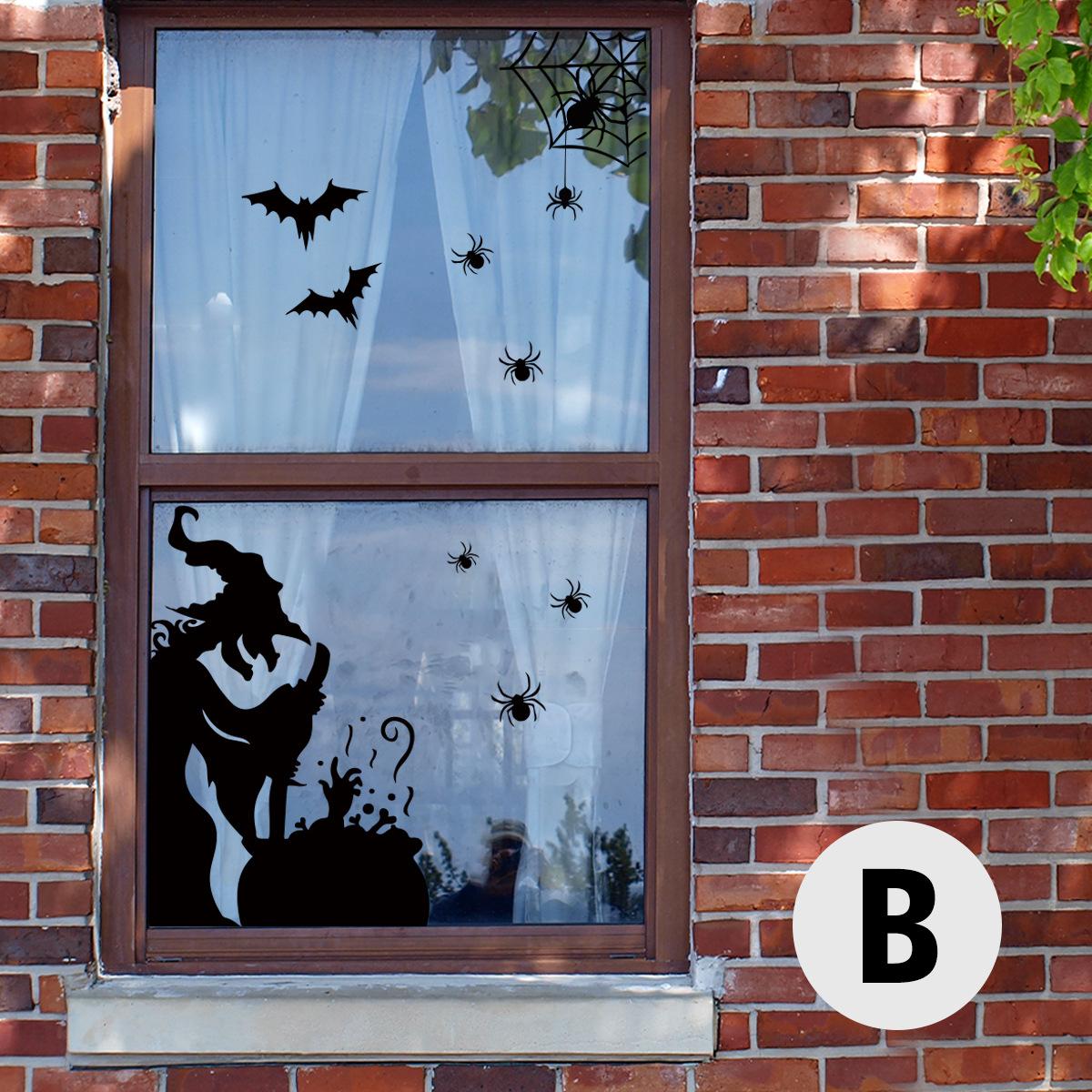 

Декоративные стеклянные наклейки на Хэллоуин, самоклеящиеся, с узорами привидений и ужасов, наклейки на дверь, наклейки на окно YX-CHT-424-AQ-B
