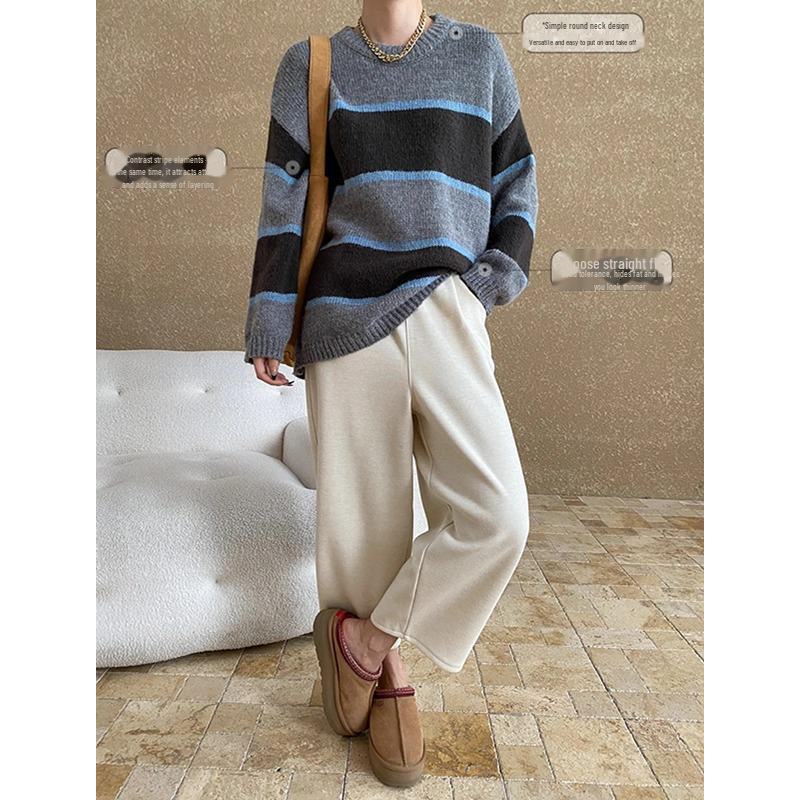 Sinan Retro Striped Loose Knit Sweater SN6772