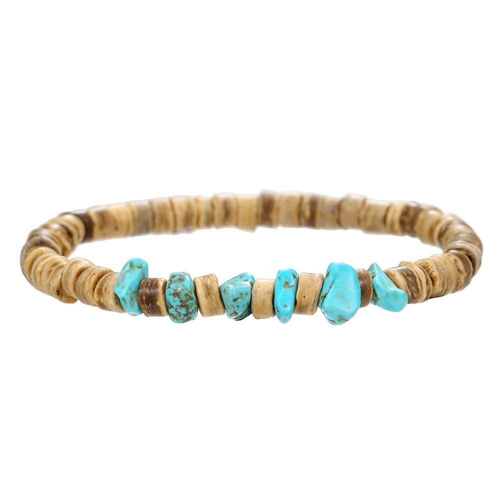Coconut Shell Beaded Bracelet Female Bohemian Rice Flake Turquoise Blue Gold Gravel Bracelet Bracelet