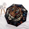 1pc Tiger Mandala Automatic Open/close Folding Compact Umbrella, 8-Rib Sturdy Canopy, Lightweight Portable, Everyday Use, Gift, Outdoor Umbrella, Trav