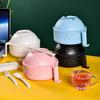 Noodle Bowl with Lid And Handles Double-Layer Insulated Microwave Ramen Bowl Set with Chopsticks Spoon Fork Portable Lunch Box for Office Travel