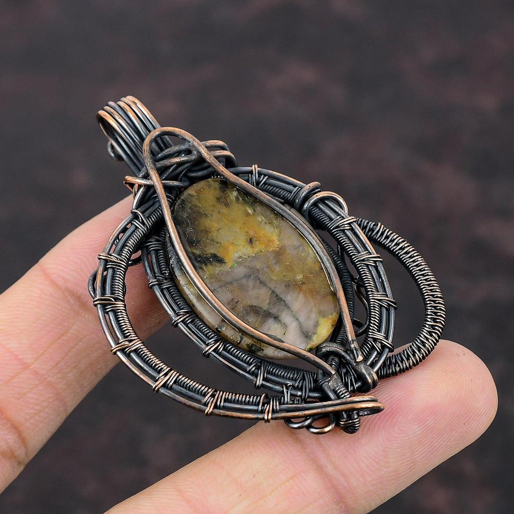 Chiastolite Pendant Gemstone Pendant Copper Wire Wrapped Pendant Handmade Pendant Wire Wrap Chiastolite Jewelry Gift For Mom Copper Jewelry