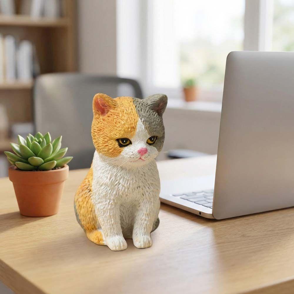 Cartoon Style Cat Statues Figurines Tiger Spot Cat Decoration  Dollhouse Model