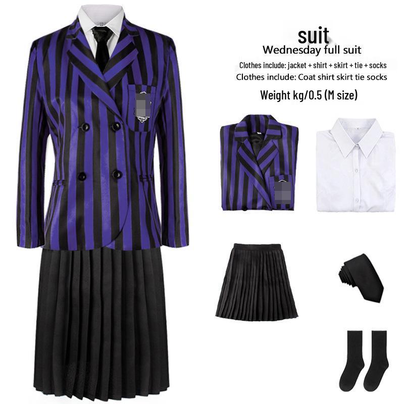 Addams Family Wednesday School Uniform Cosplay Halloween Costume