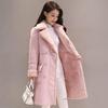 Women's Plus Size Autumn and Winter Solid Color Padded and Thickened Mid Length Suit Collar Button Warm Loose Tunic