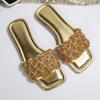 [Foreign Trade] Beautiful flat-bottomed cool slippers for women to wear high-end skirt French going out beach sandals