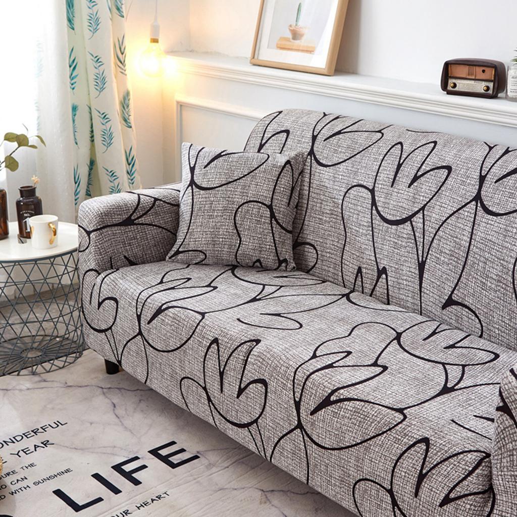 Non?slip Elastic Printing Dustproof Slipcover Sofa Cover Cushion Cover (For 4 People Couch)