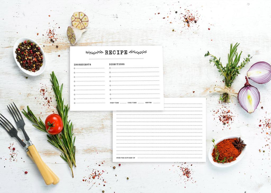 Inkdotpot Cartoline Ricetta 4x6 Pollici (Set di 50) , Cartoncino Premium Spesso a Doppia Faccia - Biglietti Ricetta Bianchi Stile Moderno