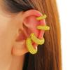 Retro Fashion C-Shaped Bling Ear Clips with Colored Diamonds - Trendy No-Pierce Earrings