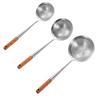 Stainless Steel Large Skimmer with Slotted Spoon for Wooden Handle Heavy-Duty Frying Dumplings Noodles Rust-Proof Dishwasher