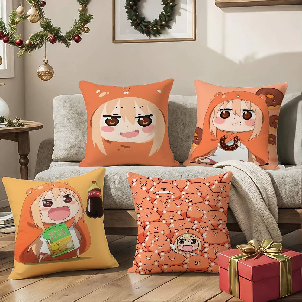 Funny Cute Anime Himouto! Umaru-chan-H Pillow Case Silky Elegant Comfort Sofa Bed  Invisible Zipper Beach Pillowcase