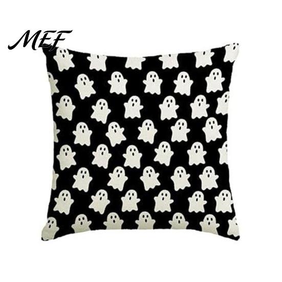 Halloween Ghost Cushion Cover Cover, Spooky Skull Throw Pillow 18x18 Holiday Party Inch Case for Living Room Sofa Couch Decor Theme Home